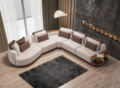 Weißes Ecksofa Designer Wohnzimmer L-Form Couch Polstermöbel Holzgestell